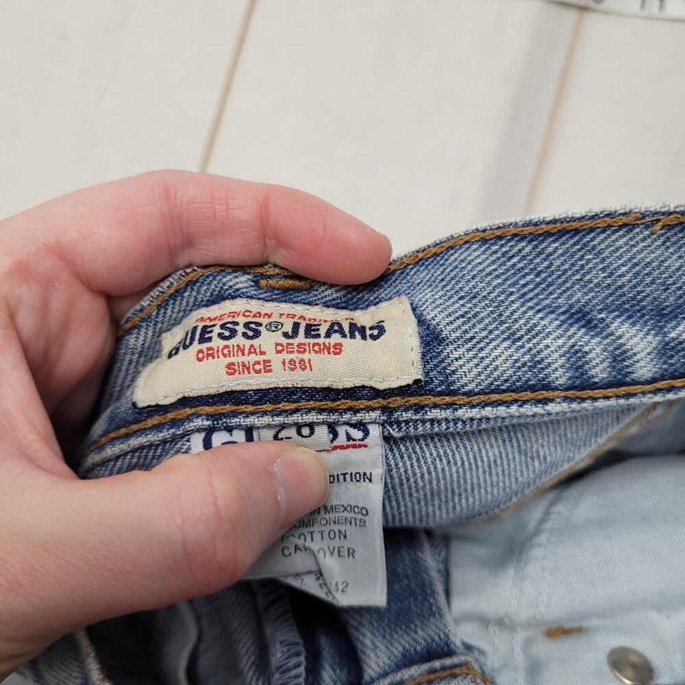 Guess Light Wash Denim Cutoff Shorts with Back Logo - Picture 6 of 9